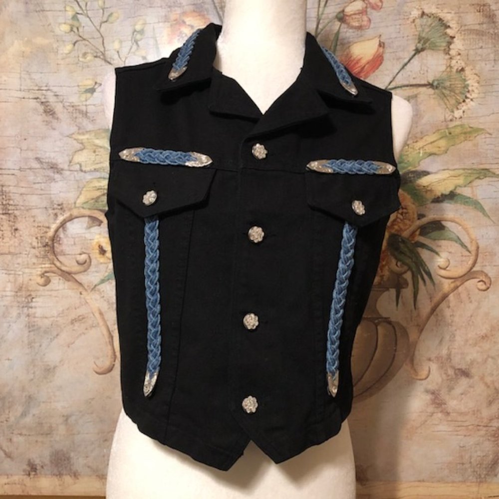 Sz S Watch LA Vintage 90’s Black Denim Vest